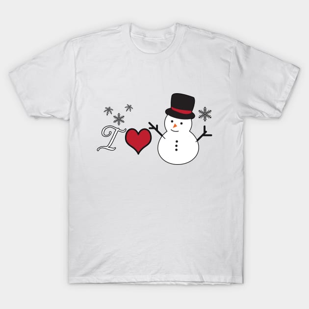 Cute snowman - I LOVE xmas T-Shirt by O.M design